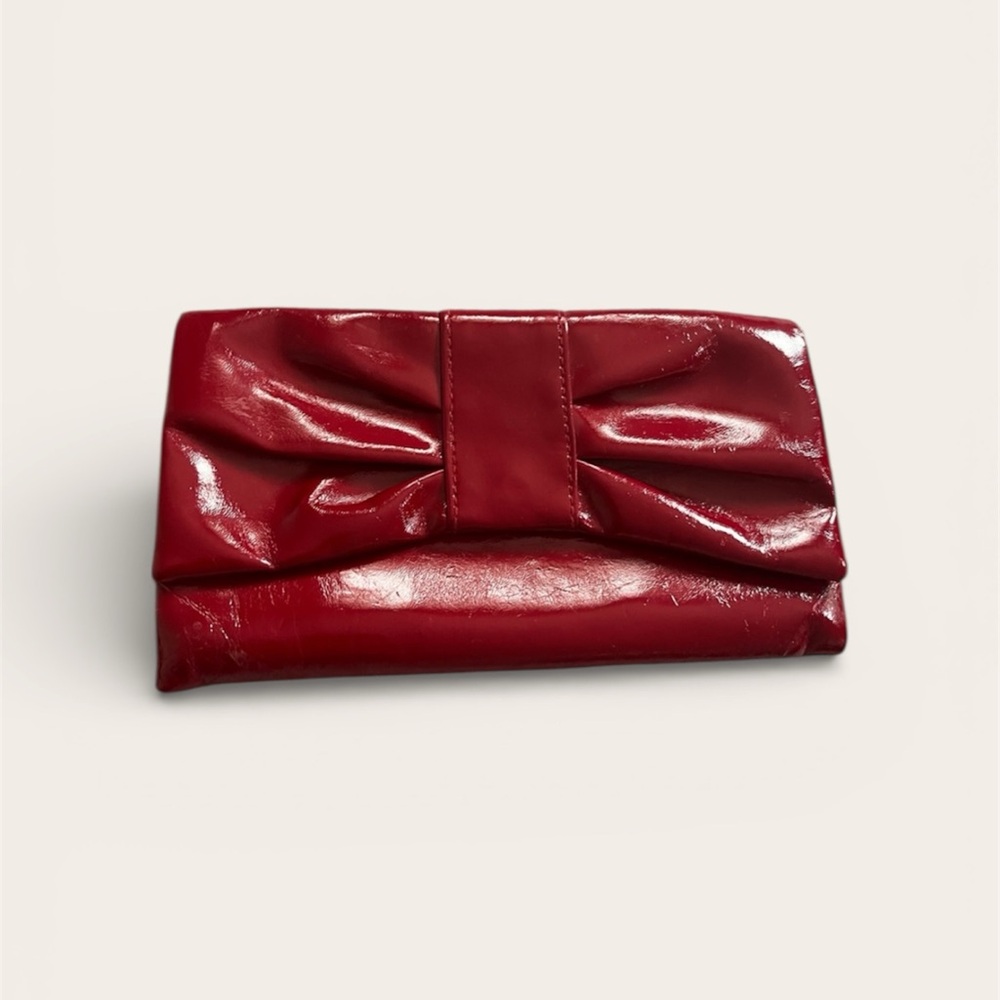 Patent leather bow Red Women's Clutch